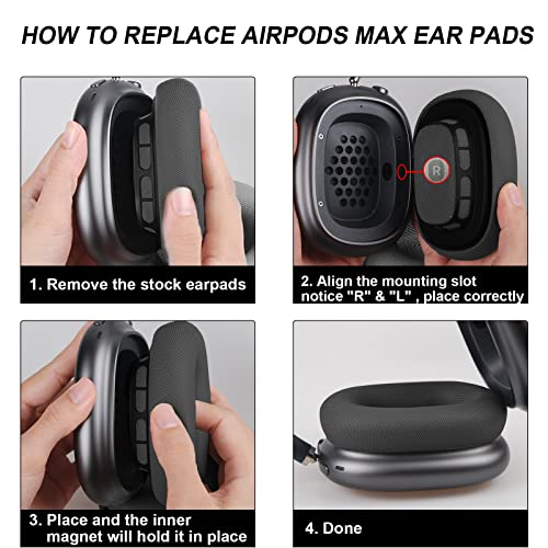 Premium Replacement Ear Cushions for Apple AirPods Max Headphone, Protein Leather Memory Foam Earpads with Excellent Noise Isolation