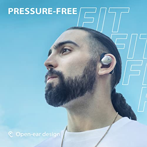 Avantree Pebble - Wireless Open Ear Earbuds with Adjustable Soft Earhook, Bluetooth 5.2 Headphones with Physical Volume Buttons, 10H Playtime and up to 35H w/Charging case, Premium Sound Quality