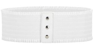 alaix women's wide belt stretchy dress belts elastic snap-button corset belts for women waist belt waistband white(fits 33~37 inches)