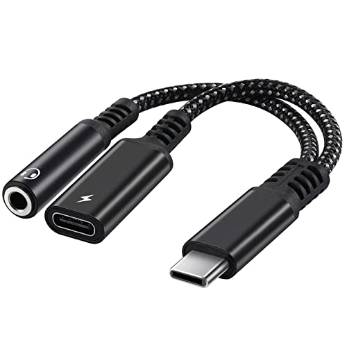 EARLA TEC USB C to 3.5mm Audio Jack and PD Charger Adapter Cable, 2-in-1 Splitter Cord Type C to 3.5 mm Headphones Aux with 60W Fast Charging Port Wire