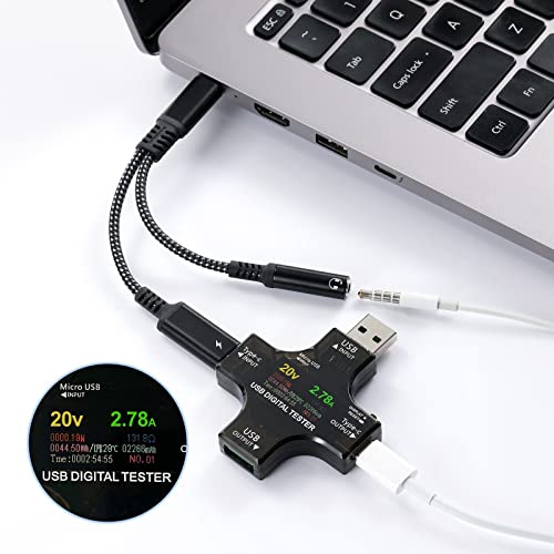 EARLA TEC USB C to 3.5mm Audio Jack and PD Charger Adapter Cable, 2-in-1 Splitter Cord Type C to 3.5 mm Headphones Aux with 60W Fast Charging Port Wire