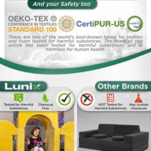 Lunix LX15 14pcs Modular Kids Play Couch, Child Sectional Sofa, Fortplay Bedroom and Playroom Furniture for Toddlers, Convertible Foam and Floor Cushion for Boys and Girls, Yellow