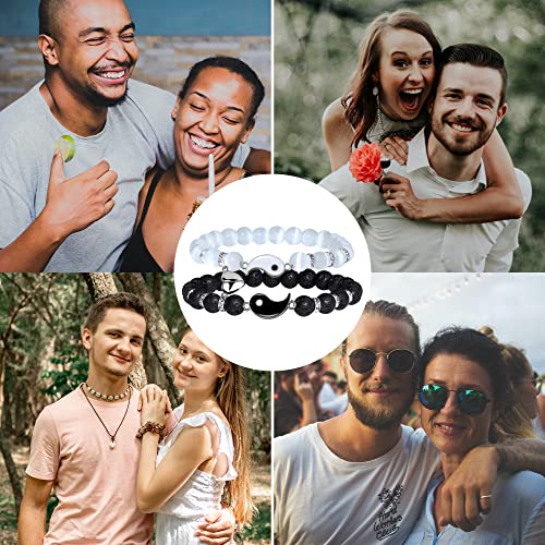 SmileBelle Magnetic Heart Bracelets for Couples Gift Matching Couple Bracelets for Boyfriend Girlfriend Jewelry Gift, His and Hers Yin Yang Long Distance Relationship Bracelet as Birthday Gift for Her