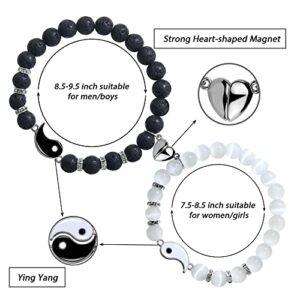 SmileBelle Magnetic Heart Bracelets for Couples Gift Matching Couple Bracelets for Boyfriend Girlfriend Jewelry Gift, His and Hers Yin Yang Long Distance Relationship Bracelet as Birthday Gift for Her