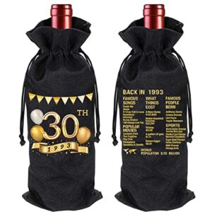 30th birthday wine bag, back in 1993 birthday gift wine bag for women men, birthday party supplies decorations, 30 year old birthday gifts for her him, 1 pcs wine bag(black gold)
