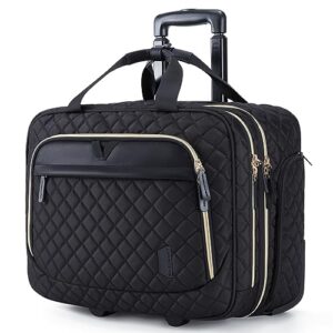 bagsmart 17.3 inch rolling laptop bag women men,rolling briefcase for women with wheels,rolling computer bags laptop case for work travel business,quilted black