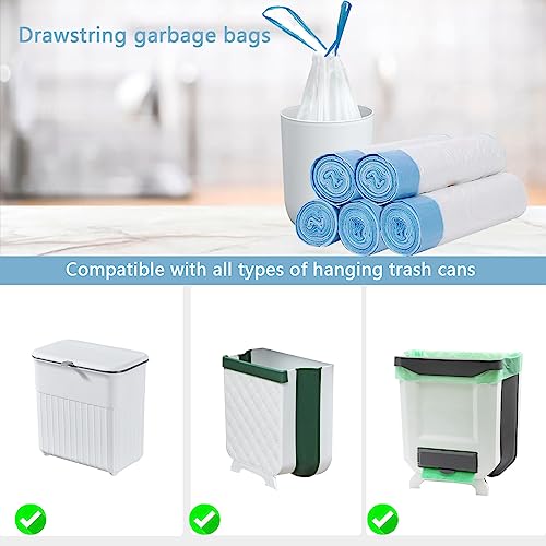 Trash Bag Drawstring Portable Kitchen Garbage Can Liners 3 Gallon White