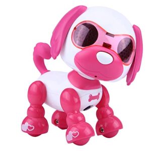 robot dog toy, electronic robot dog pet toy smart kids interactive walking sound puppy with led light educational toy gift robot dog toy for kids children (rose red)
