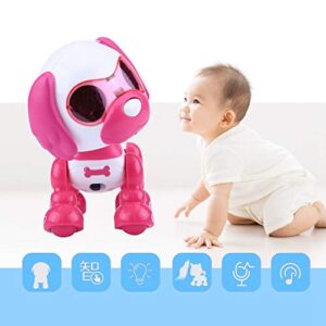 Robot Dog Toy, Electronic Robot Dog Pet Toy Smart Kids Interactive Walking Sound Puppy with LED Light Educational Toy Gift Robot Dog Toy for Kids Children (Rose Red)