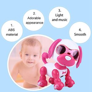 Robot Dog Toy, Electronic Robot Dog Pet Toy Smart Kids Interactive Walking Sound Puppy with LED Light Educational Toy Gift Robot Dog Toy for Kids Children (Rose Red)