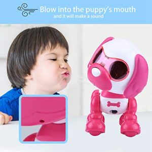 Robot Dog Toy, Electronic Robot Dog Pet Toy Smart Kids Interactive Walking Sound Puppy with LED Light Educational Toy Gift Robot Dog Toy for Kids Children (Rose Red)