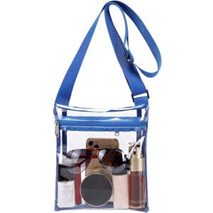 ryushoyo clear crossbody purse bag, stadium approved clear bag with inner pocket for concerts, festivals or sporting events royal blue