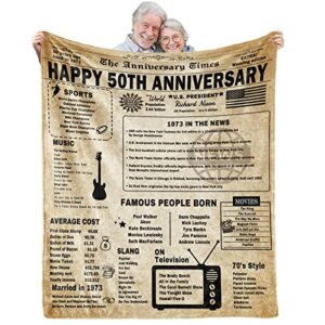 50th anniversary blanket gifts gift for 50th wedding anniversary golden 50 years of marriage gifts for couple wife husband dad mom parents grandpa grandma grandparents back in 1973 blanket 60lx50w