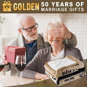 50th Anniversary Blanket Gifts Gift for 50th Wedding Anniversary Golden 50 Years of Marriage Gifts for Couple Wife Husband Dad Mom Parents Grandpa Grandma Grandparents Back in 1973 Blanket 60Lx50W