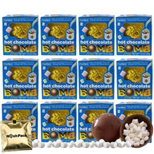 hot chocolate bombs with marshmallows hot cocoa bomb melting balls, individual packets gift set holiday stocking stuffers christmas decor mugs gifts with nosh pack mints (12 pack)