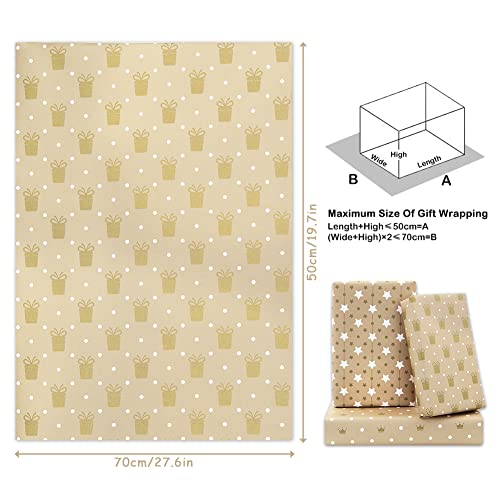 Elegant Gift Birthday Princess Wrapping Paper For Mom Dad Boys Girls Friends, 20x28" Per Sheet(6 sheets:23 sq.ft.ttl.) in 3 Designs Include Classic Patterns Like Polka Dots Crown Gift Package Stars For Wedding Bridal Shower Engagements Birthday Christmas