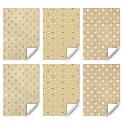 Elegant Gift Birthday Princess Wrapping Paper For Mom Dad Boys Girls Friends, 20x28" Per Sheet(6 sheets:23 sq.ft.ttl.) in 3 Designs Include Classic Patterns Like Polka Dots Crown Gift Package Stars For Wedding Bridal Shower Engagements Birthday Christmas