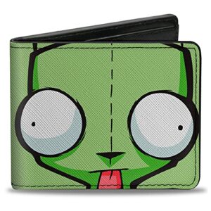 buckle-down nickelodeon wallet, bifold, invader zim gir face close up greens, vegan leather