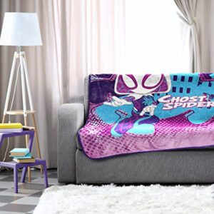 Marvel Spidey and His Amazing Friends Ghost Spider Gwen Throw Blanket - Measures 46 x 60 inches, Kids Bedding Features Gwen Stacy - Fade Resistant Super Soft Fleece (Official Product)