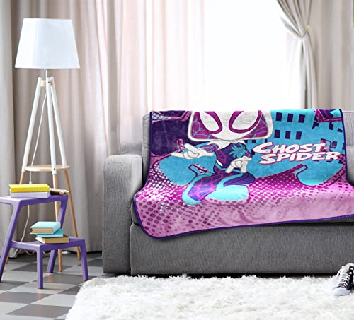 Marvel Spidey and His Amazing Friends Ghost Spider Gwen Throw Blanket - Measures 46 x 60 inches, Kids Bedding Features Gwen Stacy - Fade Resistant Super Soft Fleece (Official Product)