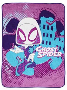 marvel spidey and his amazing friends ghost spider gwen throw blanket - measures 46 x 60 inches, kids bedding features gwen stacy - fade resistant super soft fleece (official product)