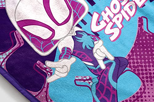 Marvel Spidey and His Amazing Friends Ghost Spider Gwen Throw Blanket - Measures 46 x 60 inches, Kids Bedding Features Gwen Stacy - Fade Resistant Super Soft Fleece (Official Product)