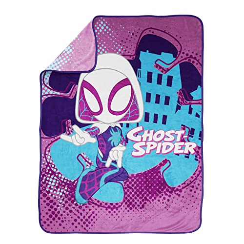 Marvel Spidey and His Amazing Friends Ghost Spider Gwen Throw Blanket - Measures 46 x 60 inches, Kids Bedding Features Gwen Stacy - Fade Resistant Super Soft Fleece (Official Product)