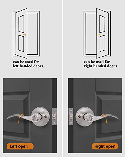 Keyed Alike Front Door Lever Lockset with Single Cylinder Deadbolt Combination Set, Exterior Door Knob with Lock and Deadbolt, Satin Nickel Finished Door Lock