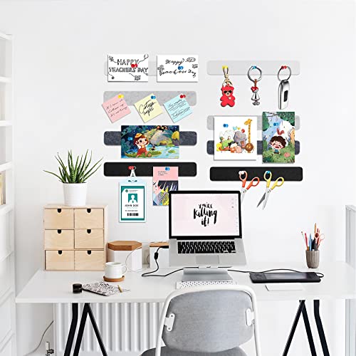 8 Packs Felt Pin Board Bar Strips Bulletin Board for Bedrooms Offices Home Wall Decoration, Notice Board Self Adhesive Cork Board with 50 Push Pins for Paste Notes, Photos, Schedules