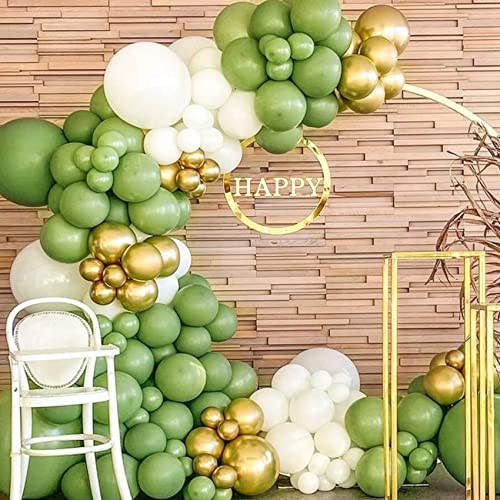 JOYYPOP Sage Green Balloons 110 Pcs Olive Green Balloon Garland Kit 5 inch+10 inch+12 inch+18 inch Green Balloons for Baby Shower Birthday Party Decorations