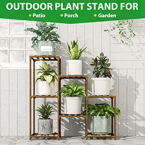 GENTINGBRO Plant Stand Indoor Outdoor Wood Plant Shelf for Multiple Plants Corner Plant Rack Window Flower Stand for Garden Patio