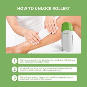 Roll on Wax Kit, Wax Bear Wax Roller Kit for Hair Removal, Roller Waxing Kit with Aloe Wax Cartridge, 20 Wax Strips, 5 After-Wax Wipes, Depilatory Wax Roller Waxing Kit for Women and Men (Green)