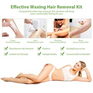 Roll on Wax Kit, Wax Bear Wax Roller Kit for Hair Removal, Roller Waxing Kit with Aloe Wax Cartridge, 20 Wax Strips, 5 After-Wax Wipes, Depilatory Wax Roller Waxing Kit for Women and Men (Green)