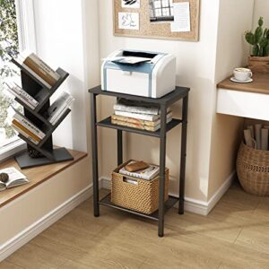 Hoctieon 3 Tier End Table, Telephone Table, Tall Side Table with Storage, Small Nightstand for Small Spaces, Metal Frame, For Living Room, Bedroom, Sofa Couch, Hall, Easy Assembly, Black