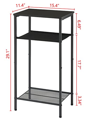 Hoctieon 3 Tier End Table, Telephone Table, Tall Side Table with Storage, Small Nightstand for Small Spaces, Metal Frame, For Living Room, Bedroom, Sofa Couch, Hall, Easy Assembly, Black