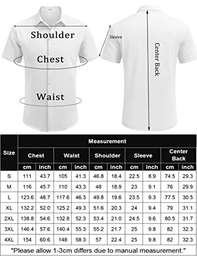 COOFANDY Men's Linen Shirts Short Sleeve Casual Shirts Button Down Shirt for Men Beach Summer Wedding Shirt Black