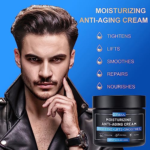 Men's Face Moisturizer Cream,Anti-Aging Cream For Men with Retinol, Hyaluronic Acid, Vitamins E, Jojoba Oil, Green Tea - Age Facial Skin Care - Day & Night Moisturizing Anti Wrinkle, 3.4 OZ