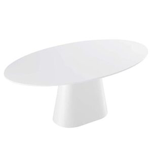 modway provision 75" oval mdf wood dining table in white finish