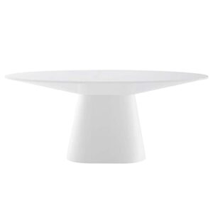 Modway Provision 75" Oval MDF Wood Dining Table in White Finish