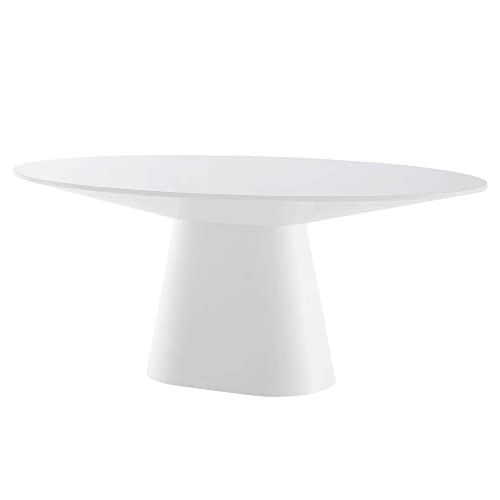 Modway Provision 75" Oval MDF Wood Dining Table in White Finish