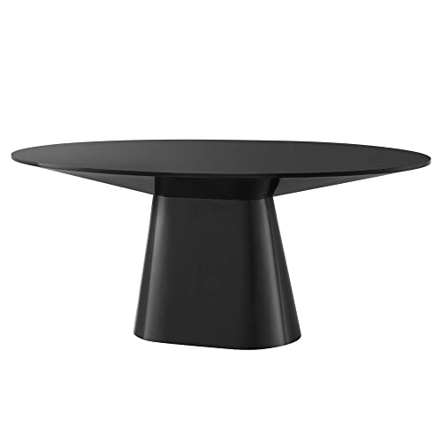 Modway Provision 75" Oval MDF Wood Dining Table in Black Finish