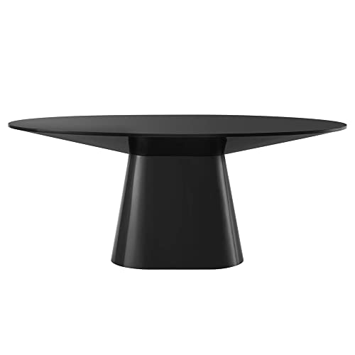 Modway Provision 75" Oval MDF Wood Dining Table in Black Finish