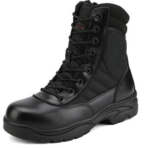 nortiv 8 mens steel toe work boots safety industrial anti-slip tactical boots size 11 wide trooper-steel-w, black-t