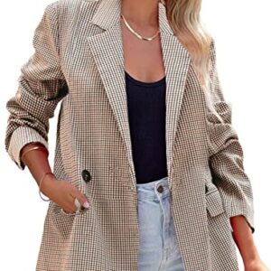 ARTFREE Womens Casual Blazer Button Lapel Long Sleeve Work Business Plaid Blazers Jackets Outfits with Pockets XL