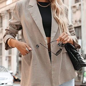 ARTFREE Womens Casual Blazer Button Lapel Long Sleeve Work Business Plaid Blazers Jackets Outfits with Pockets XL