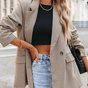 ARTFREE Womens Casual Blazer Button Lapel Long Sleeve Work Business Plaid Blazers Jackets Outfits with Pockets XL