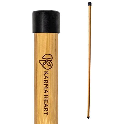 Karma Heart Yoga Stick - Stretch Bar - Natural Bamboo 5ft Mobility Stick for Strength and Flexibility - Versatile and Durable Posture Stick - Stretch Stick Mobility Expansion - Exercise Stick