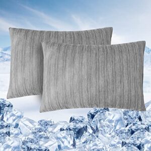 omerai cooling pillow cases standard size for night sweats and hot sleepers, double-side cooling pillow cases with zipper, grey pillow cases set of 2 (20" x 26", gray)