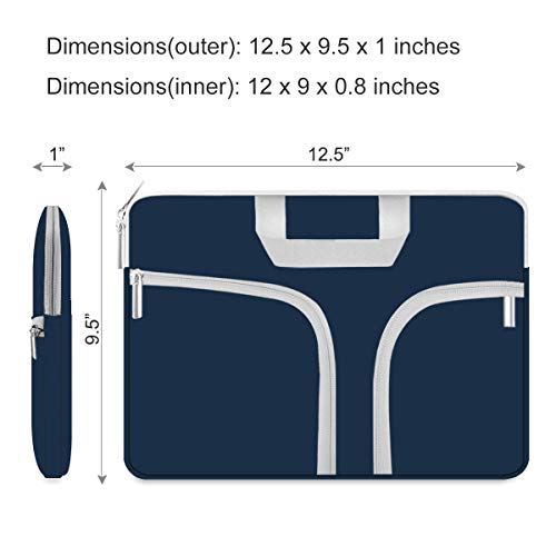 TsuiWah Chromebook Case 11.6-12.3 inch Laptop Sleeve Protective Cover Neoprene Computer Bag for 13 inch MacBook Air/Pro/HP Stream/Samsung/Surface X/7/6/5/4/3/Go 12.4" Chromebook with Handle, Navyblue