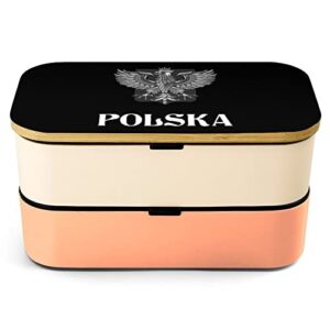 poland flag with polish eagle bento lunch box leak-proof bento box food containers with 2 compartments for offce work picnic yellow-style